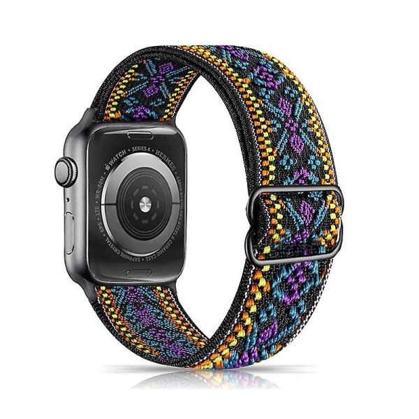 2-pack Solo Loop stretchband kompatibel med Apple Watch-band 38 mm 40 mm 41 mm, justerbara flätade stretchnylonband för kvinnor och män för Iwatch Serie