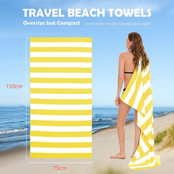 Mikrofiber strandhanddukar, sandfri strandhandduk, extra stora strandhanddukar för vuxna Yellow