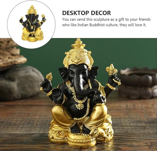 figur guld svart herr elefant figur bord buddhistisk gud  för att samla konst figur