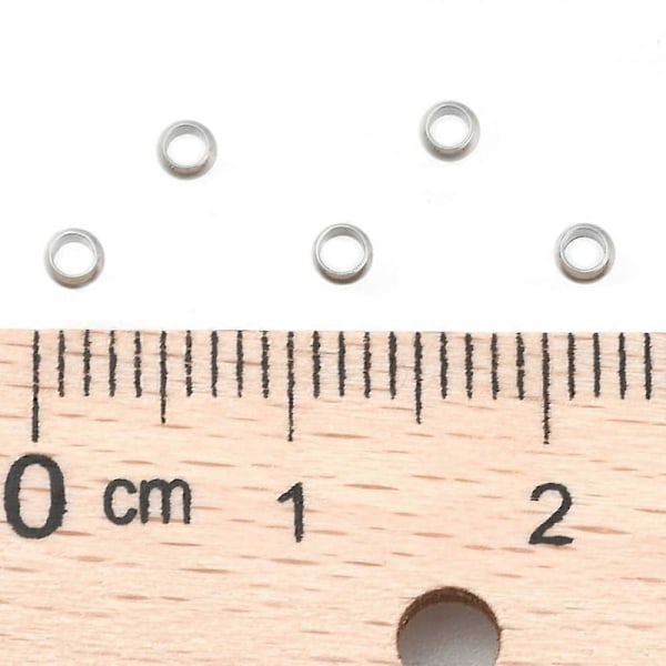 100 st 304 Rostfritt Stål Distanspärlor Rondelle Rostfritt Stål Färg 2,5x1,5 mm Hål: 1~1,5 mm