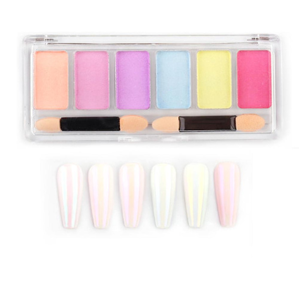 Nagelkonst Solid Magic Mirror Powder Aurora Powder, 6-färgskombination, Tillverkad av PET style  style3