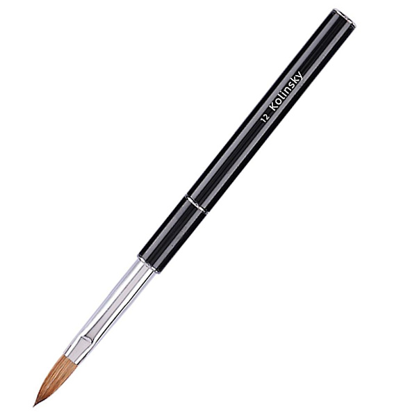 Svart metalldesign Kolinsky Sable Akrylpensel för nagelkonst Manikyr Diy Salong & Hemverktyg 12