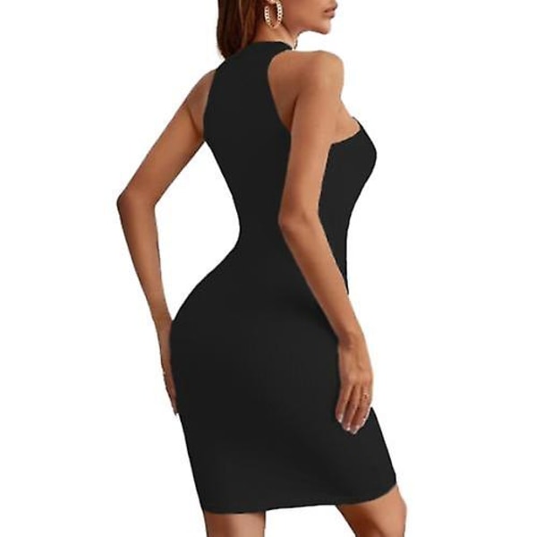 Dame Slå-om Strikkjoler, Sexet Ærmeløs Bodycon Strikkjole Black XL