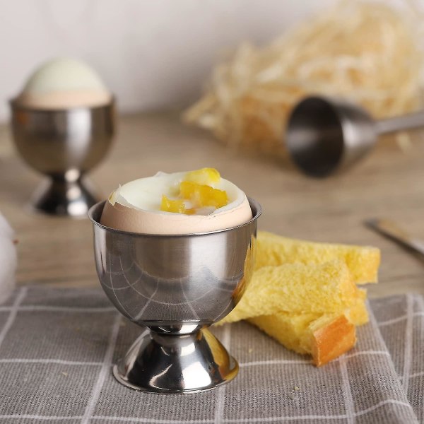 Eggeglass Sett For Harde Myke Kokte Egg Rustfritt Stål Eggebrett Holder Kjøkkenverktøy - 4 stk