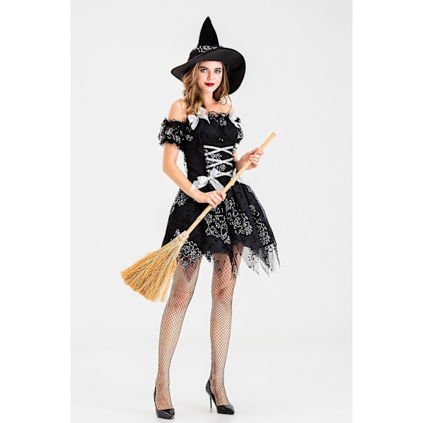 Halloween Sort Heksekostume Voksen Rollespil Kostume M
