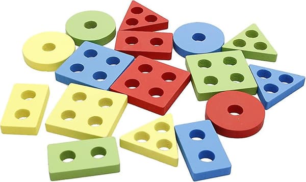 Träpussel Geometrisk stapling Färger och former Sorteringsspel Present
