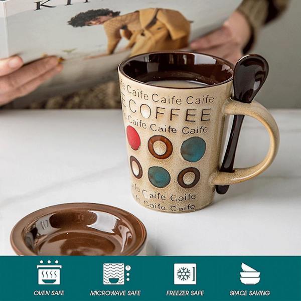 350ml Keramisk Kop Retro Personlighed Trend Krus Simpel Kop Kaffekop Husholdnings Vandkop Khaki