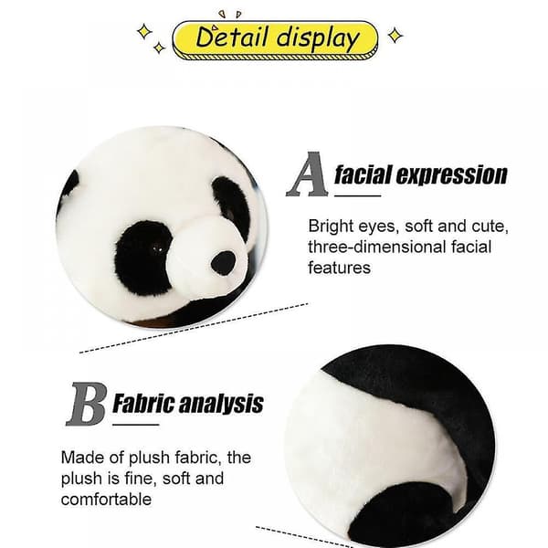 Panda Udstoppede Dyr - Udstoppede Panda Bjørn Plyslegetøj - 25 cm (Sort)