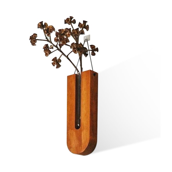 Väggmonterad blomkruka i trä, inomhus, blomkruka i trä, hängande blomkruka, väggdekoration grey