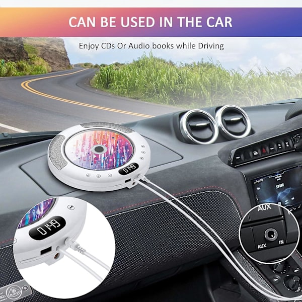 CD-spelare Bluetooth med peksknappshögtalare CD-spelare för väggmontering Stöder fjärrkontroll Display FM