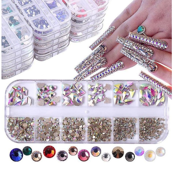 Nagelkonst Strass Nail Gemstones, 3d Multi Shapes Flatback Nail Crystals Diamanter För Nageldesign Q2