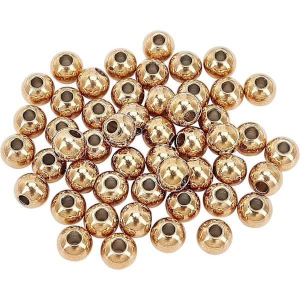 50 stk. 6 mm metallperler 304 rustfritt stål avstandsperler for DIY smykkelaging