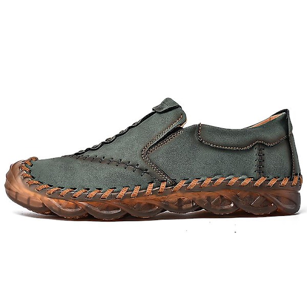 Herre Casual Sko Læder Loafers 3038 Green EU 41