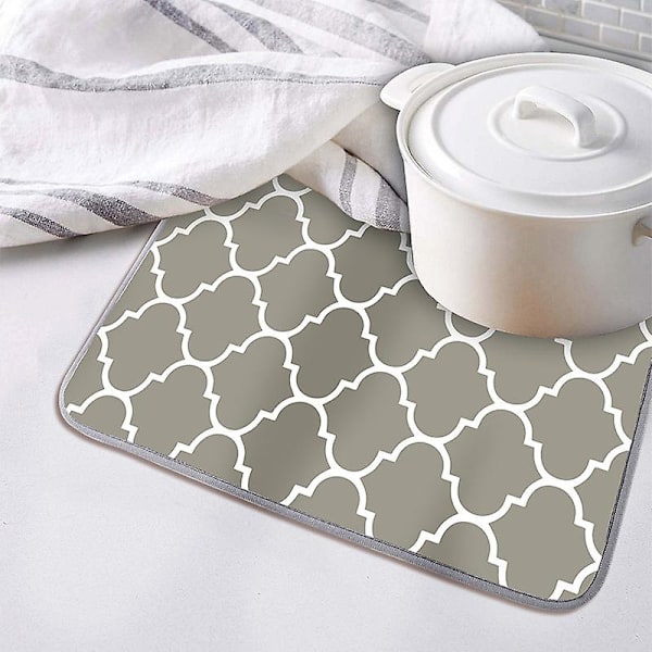 Diskställningsmatta för köksbänk, halkfri kaffematta absorberande torkmatta Grey 30*40cm