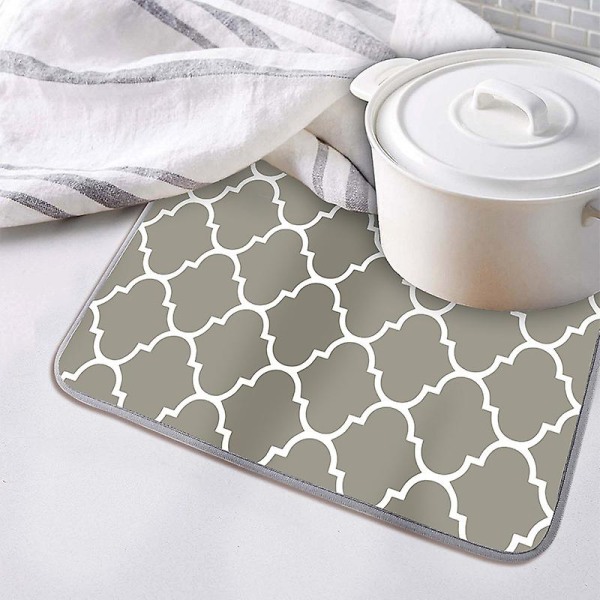 Diskställningsmatta för köksbänk, halkfri kaffematta absorberande torkmatta Grey 38*50cm