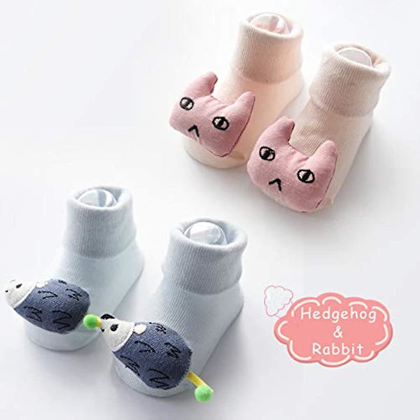 Sonarin 6 Paris Toddler Flickor Pojke Anti-halk Golvstrumpor Baby Tofflor Strumpor Dimensionell Cartoon Baby Flickor Anti-halk Bomullsstrumpor Djurdocka 0-6 Månader A M(6-18 Months)