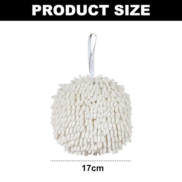 3-pack handdukar för badrum, handduksdekoration, chenille hängande handduksboll, mikrofiber fluffig absorberande mjuk liten badhandduk White