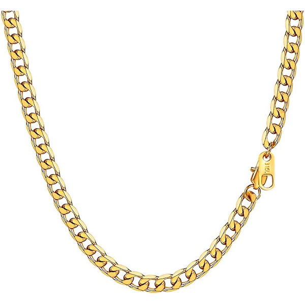 Herre Halskæde, 5/6/9/13mm Cubansk Halskæde, 14/18/20/22/24/26/28/30\", 316l /forgyldt/sort (sendes i gaveæske) Gold