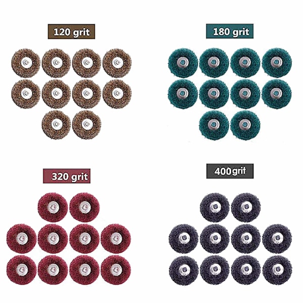40 stk. slibeskiver, 1 tomme (25 mm) slibe- og polerskivesæt til Dremel roterende værktøj - 1/8 tomme (3 mm) skaft