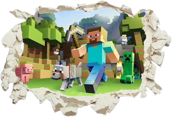 Minecraft Väggdekor, Väggdekor Barnrum, Väggkonst Rum Pojkar Sovrum Affisch Mural Tapet Väggdekaler Gåva