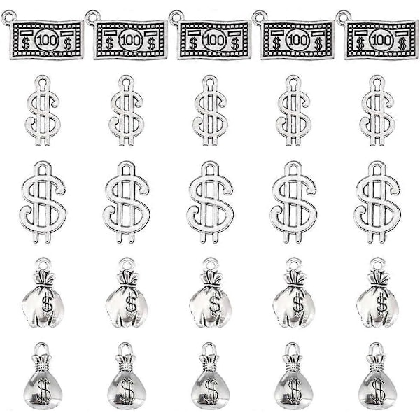 1 Ask 80 st Silver Dollar Berlock Pengapåse Berlocker Antik Legering Metall Tibetansk Sedel Dollar Tecken Berlock Bulk för Smyckestillverkning Berlocker Kvinnor DIY