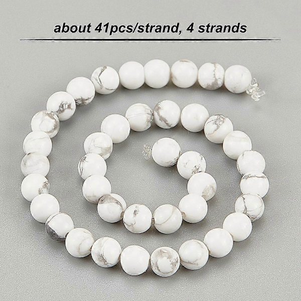 164 kpl luonnonvalkoisia howlite-helmiä, 4 mm pyöreitä jalokiviä, irtokiviä, energiahelmiä, välihelmiä rannekorujen, kaulakorujen, korujen valmistukseen ja tee-se-itse-askarteluun