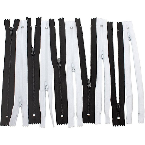 Svart och vit nylon spiralblixtlås, 100 st 9 tum nylon spiralblixtlås för skräddare sömnad sömnad hantverkare special, 2 färger, 50 st per färg