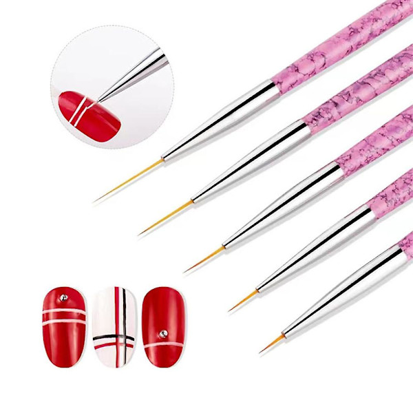 Nagelkonst Liner Pensel, UV Gel Färg Striping Penslar För Korta Slag, Detaljer, Blandning, Långsträckta Linjer pink quantity  5pcs