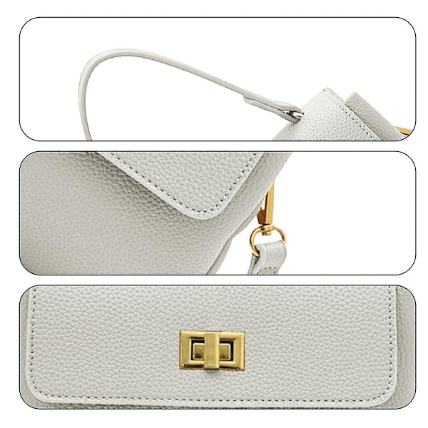 Retro Klassinen Kukkaro Clutch Laukku Pu Käsilaukku Piilotetulla Soljella Sopii Naisille. white