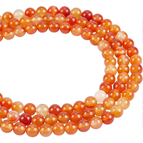 Omkring 135 stk. naturlige stenperler 8 mm Grade A Naturlig Karneol Runde Perler Spacer Ædelsten Løse Perler med 1 mm Hul til Halskæde Armbånd Smykkefremstilling