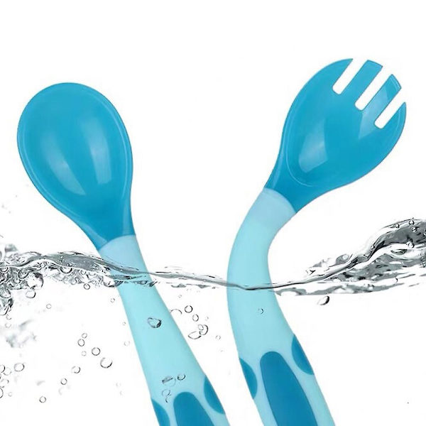 2 set med barnskedar, böjbar matningsträningsgaffel och skedset, barnbestick style2