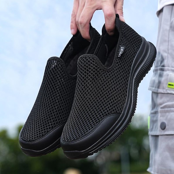 Herr Sneakers Lätta Promenader Andningsbara Sommar Bekväma Casual Skor 209 Black EU 45