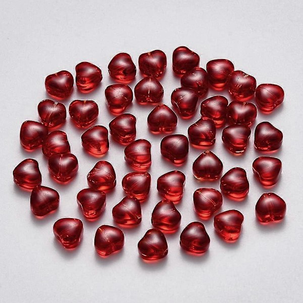 100 st Jade Hjärta Glaspärlor 6mm Kärlek Kristall Distanspärlor Mörkröd Hjärta Pärlor Lösa Pärlor för DIY Hantverk Smyckestillverkning Hål: 0,7mm