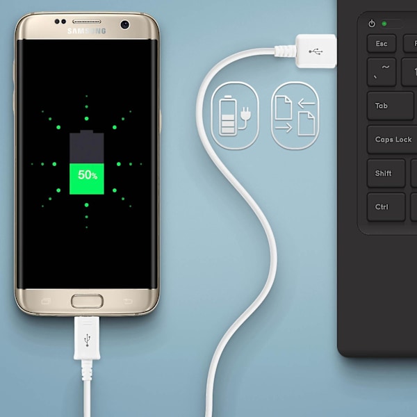 Samsung Micro USB, USB-kabel 0,9 m - Lading og synkronisering - Hvit