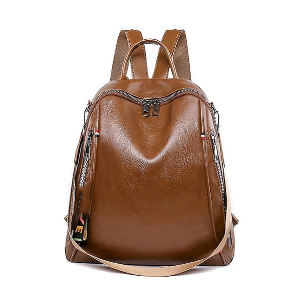 Kvinnor Ryggsäck Mjuk Pu Läder Ryggsäck Casual Daypack Flickor Skolväska Resväska Brown