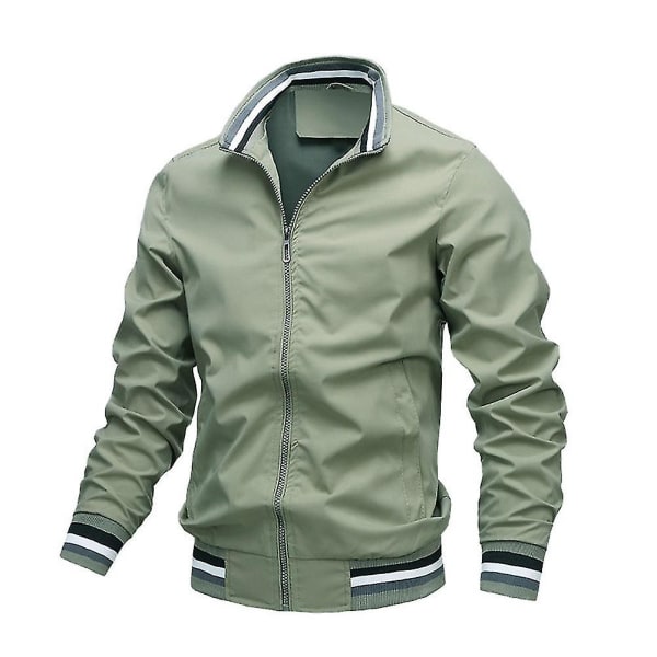 Chad Varsity Bomber Jakke Herre Casual Jakke Lynlås Letvægts Sportsjakke XL Green