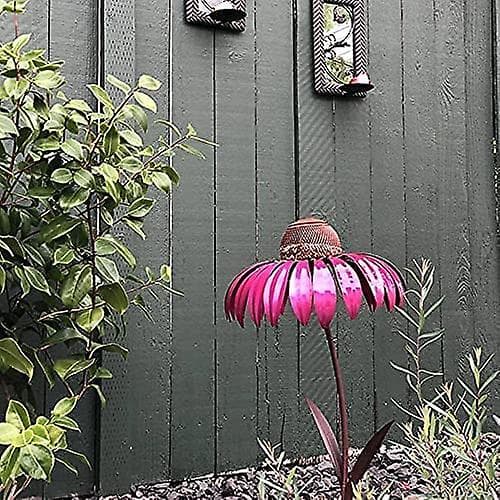 Udendørs Fuglefoderautomat Blomst Stående Form Design Havekunst Dekoration Blue