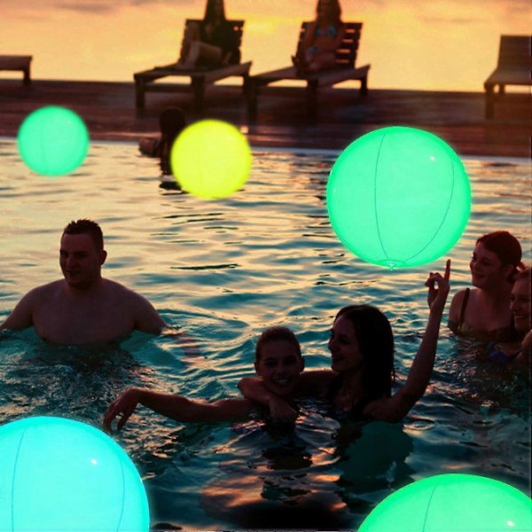 2-pack Uppblåsbar LED Luminous Vattenboll, Pool Leksak LED Vattenboll med Fjärrkontroll, 16 Färger Ljus och 4 Ljuslägen