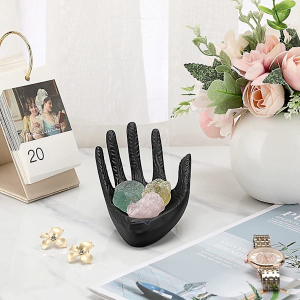 Hand Smycken Bricka Ringar Hållare Smycken Display Hand Smycken Hållare Prydnadssak Skål Förvaring Dekoration, Svart