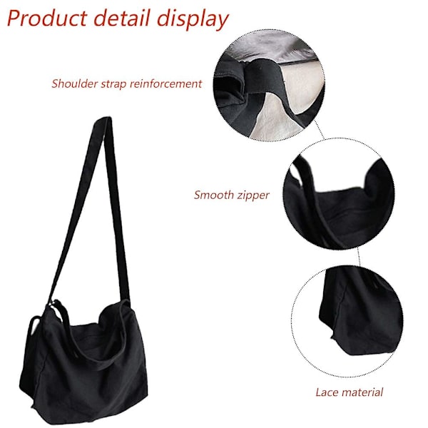 Canvas Læder Messenger Taske Skuldertaske Kryds Krops Taske black