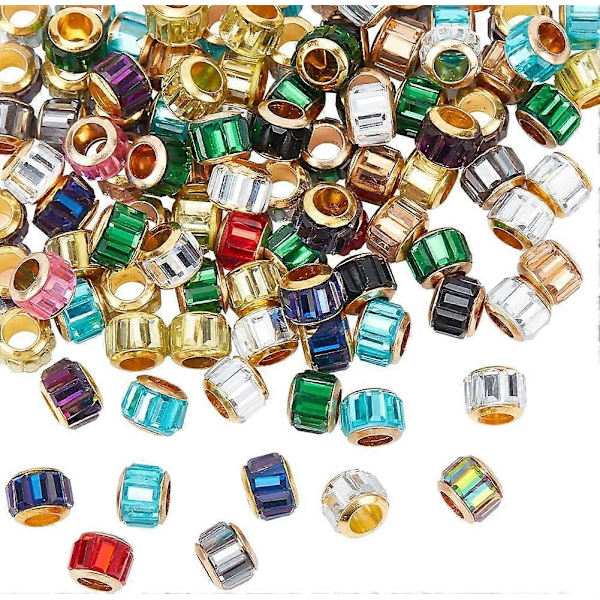 100 st Facetterade Glaspärlor Europeiska Pärlor Färgglada Stora 5 mm Hål Rondelle Pärlor Rondelle Kolonn Glidande Berlocker Lösa Distans Pärlor för DIY Läder Macr