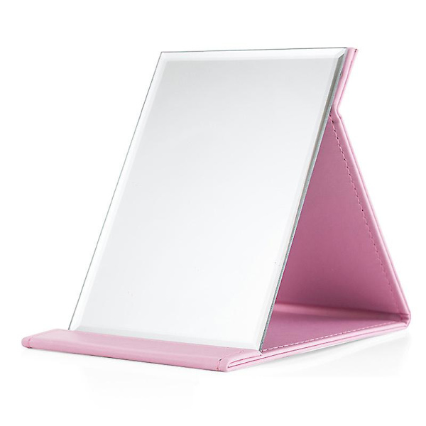 Sammenklappeligt Rejsespejl, Pu Bærbart Rektangulært Spejl Pink 21*15.2CM