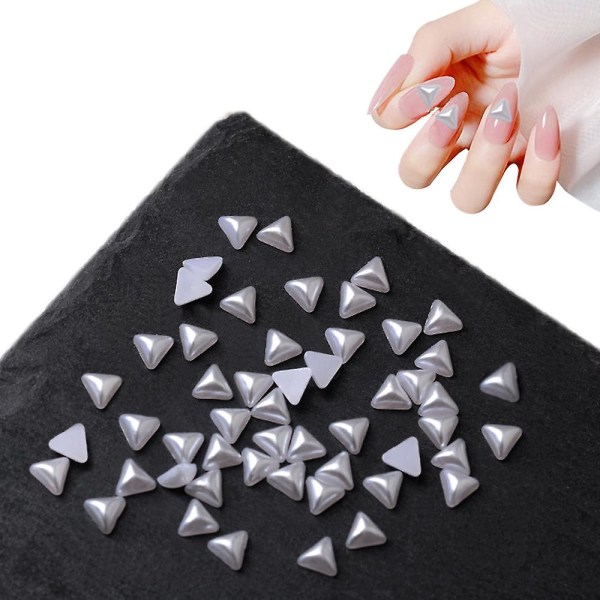 6 poser 1200 stk. Hvite Neglepynt Flatback Hjerte/firkant/trekant/diamant Multi Former 3d Neglepynt Materiale Utsmykninger For Neglekunst DIY Håndverk Acce triangle 5*5MM