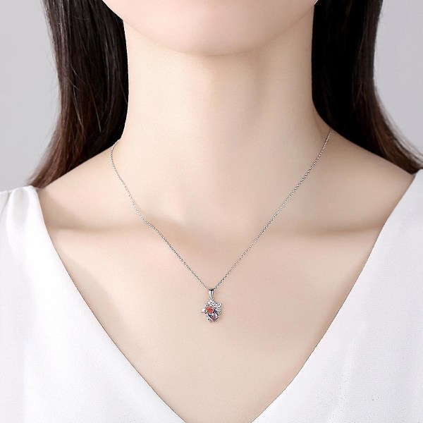 925 Sterling Silver Morganite hänge halsband Gemstone Birthstone för kvinnor