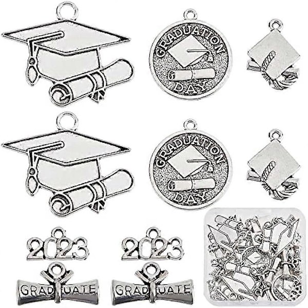 50 kpl 5 tyylin valmistujaiskoruja 2023 Korut Bulk Diploma Charm Grad Charm Litteät pyöreät seoskorut