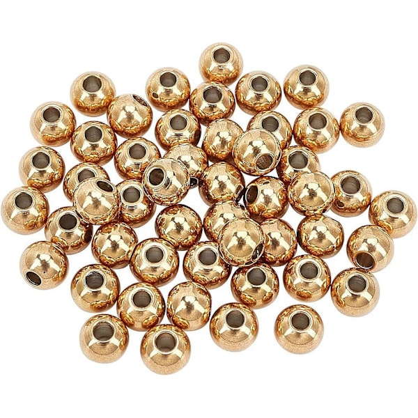 50 stk. 6 mm metallperler 304 rustfritt stål avstandsperler for DIY smykkelaging