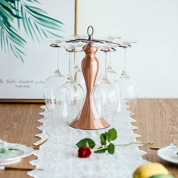 Klassisk Elegant Bordplade Vinglas, Stativ 6 Vinglas Holder Opbevaring Fritstående Stilkglas Stativ Display Holder, Hængende Kop Organizer
