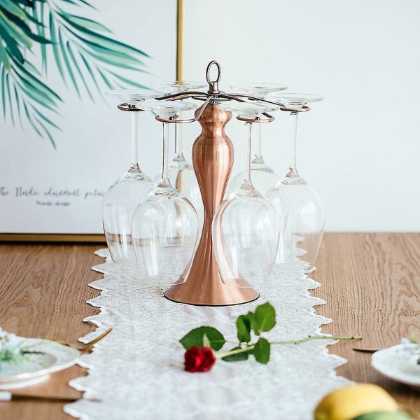 Klassisk Elegant Bordvin Kopp, Stativ 6 Vinglassholder Oppbevaring Frittstående Stettglass Stativ Displayholder, Opp Ned Hengende Kopp Organizer Displ