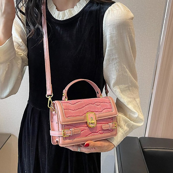 Ny stor kapacitet konstläder axelväska casual joker budväska pink