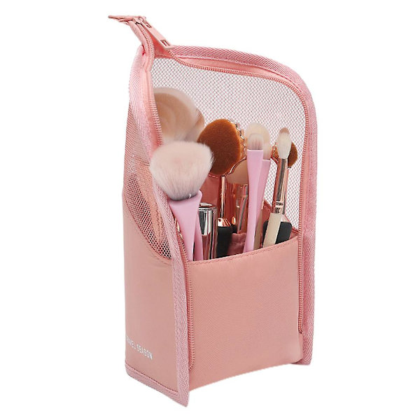 Multifunktionel Bærbar Vandtæt Makeup Opbevaringstaske, Lavet af Twillstof pink